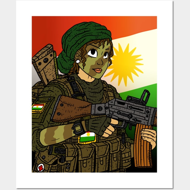 a female soldier of the kurdish defense forces, YPG. kurdistan. Wall Art by JJadx